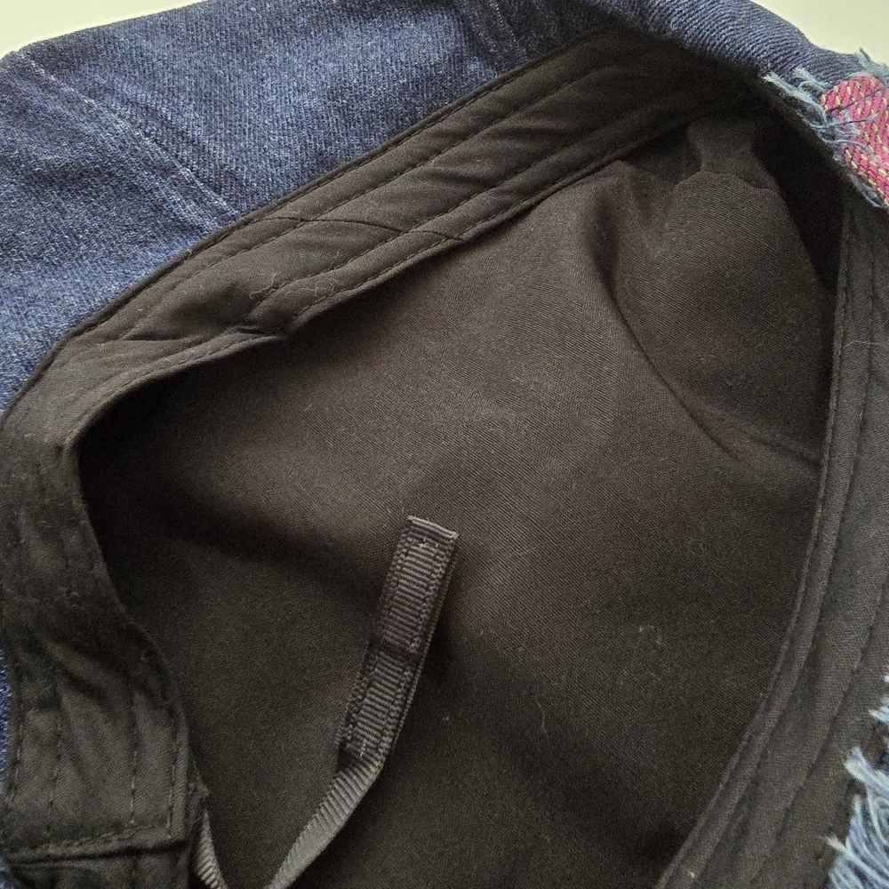 Denim Beret with Multicolor Fringe - Picture 10 of 10